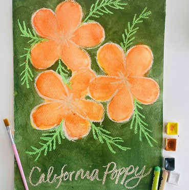 Vibrant California Poppy Watercolor